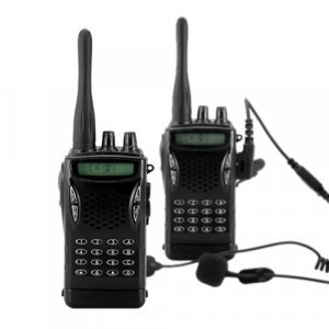 Professional Walkie Talkie Set w/ Earpiece and T Fingerbutton New