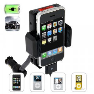 iPhone and iPod Car Charger and Holder + FM Transmitter New