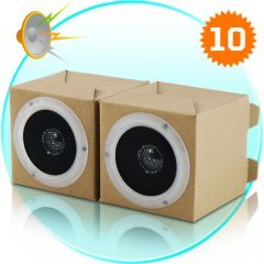 Green Speaker Set - Box Desktop Stereo Speakers (2 x 2W) New