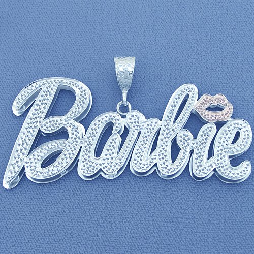 Large Silver Nicki Minaj Barbie Name Pendant Necklace SD63