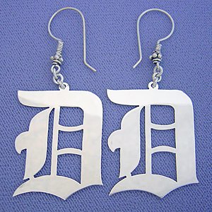Sterling Silver Dangling Old English Initial Earrings 1 1/2 Inch SI12