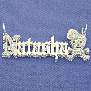 Silver 3D Double Plate Personalized Name Pendant Necklace SD28