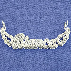Silver Personalized Double Plate Name Pendant Necklace SD40X