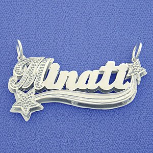 Silver Double Plate Personalized Name Pendant Necklace SD43