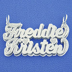 Silver Double Plate Personalized Name Pendant Necklace SD80