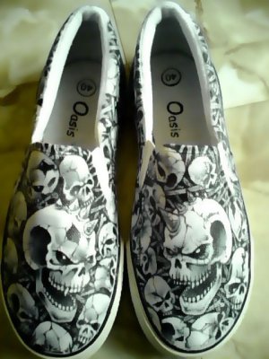 Halloween Skulls Hand Painted Shoes (Unisex slip on)