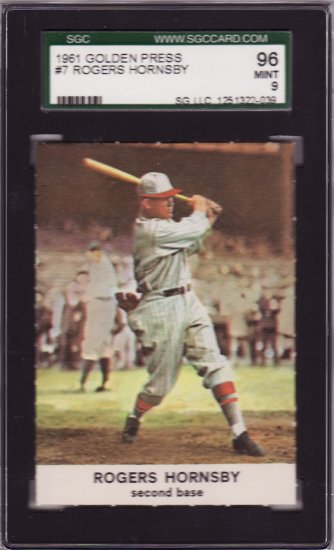 Rogers Hornsby 1961 Golden Press #7 SGC 96 MINT 9