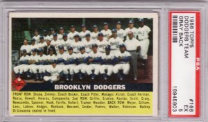 Dodgers Team Card 1956 Topps #166 PSA 5 EX