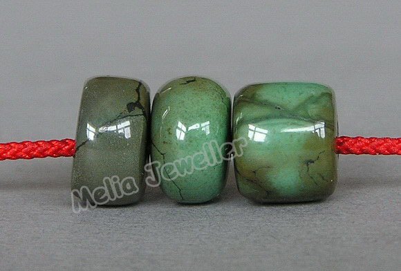 Natural Turquoise Dia.10-10.5 mm Barrel Loose 3 Beads