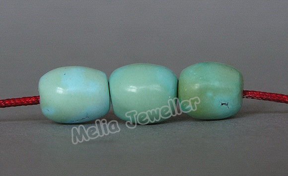 Natural Turquoise Dia.7.5 mm Barrel Loose 3 Beads