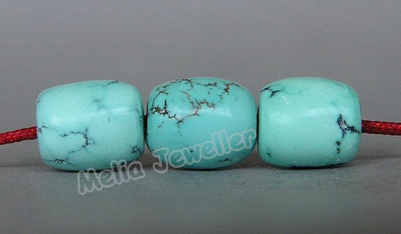 Natural Turquoise Dia.8 mm Barrel Loose 3 Beads