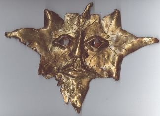 Faux Bronze Green Man Sculpture - polymer clay