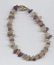 Genuine Amethyst & Citrine Chip Bracelet