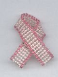 Beaded Awareness Ribbon - Light Pink With Pink Trim