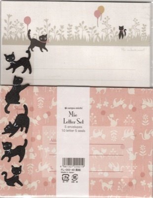 ARK ROAD Sanpo-Michi Black Cat Balloons Letter Set