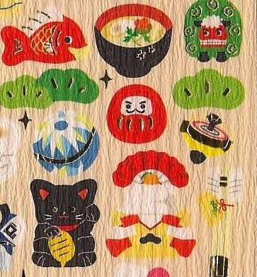 KAMIO Washi Paper Good Fortune Daruma and Maneki Neko Sticker Set