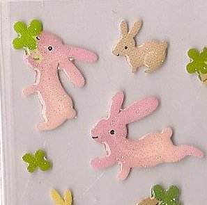 ARK ROAD Pink Bunnies with Clover Sticker Set