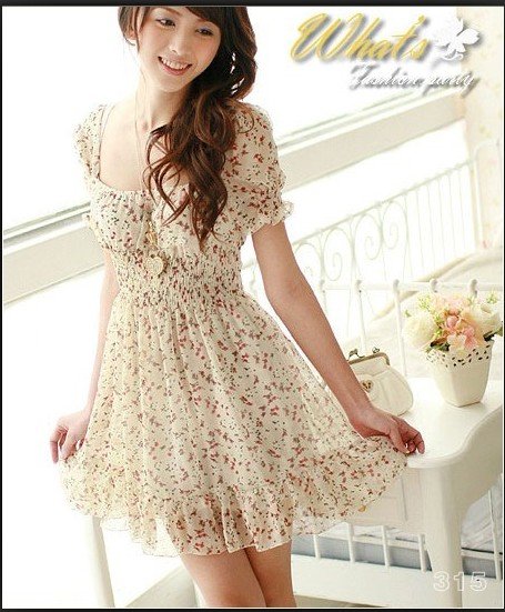 D1022 Korean Floral dress collar