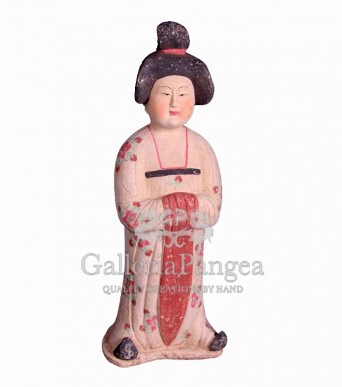 Pottery Statue, 'Hand Painted Tang Lady'