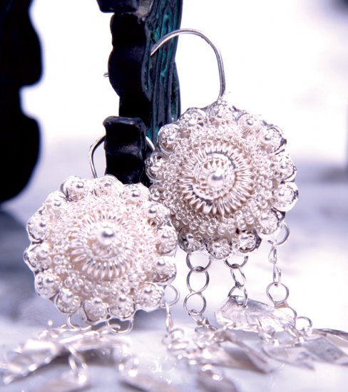 Pure Silver Earrings, 'Sunflower'
