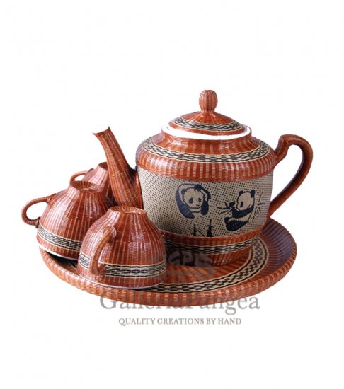 Bamboo Porcelain, '7-piece Panda Tea Set'