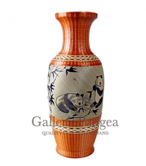 Bamboo Covered Porcelain, 'Panda Vase'