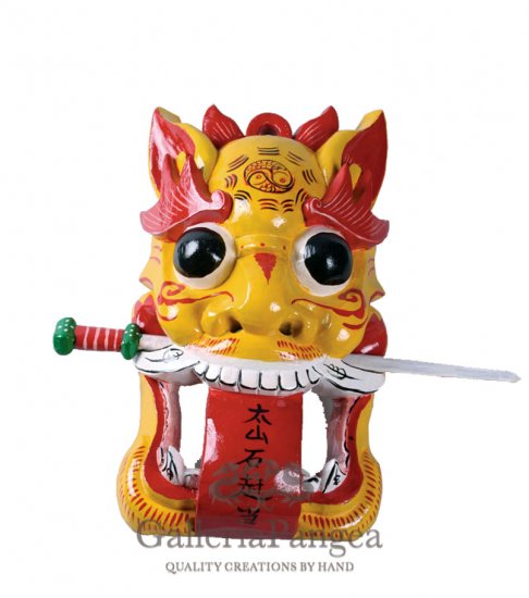 Wooden Nuo Mask, 'Tiger Gate Guardian'