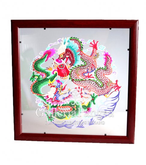 Paper Cut (framed), 'Double Dragon'