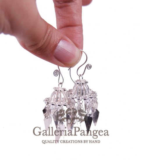 Silver Earrings, 'Lantern'