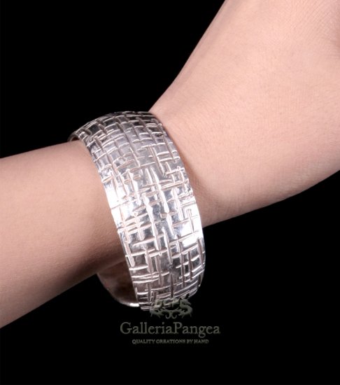 Pure Silver Bracelet, 'Crossing'