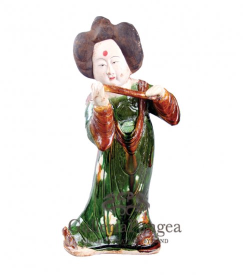 Pottery Statue, 'Tang Lady Playing a Flute'
