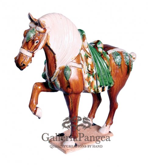 Pottery Horse Sculpture, 'Stepping Horse'