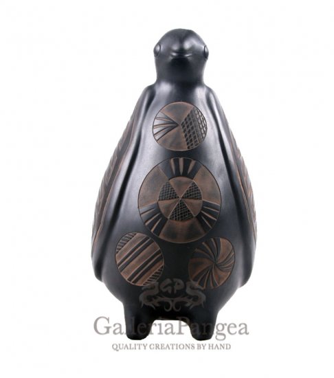 Black Pottery Teapot, 'Bird of Harmony'