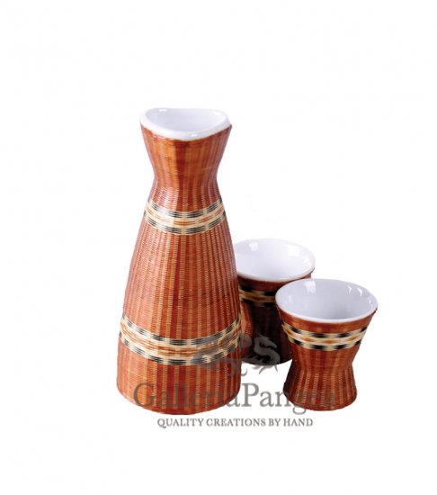 Bamboo Porcelain, '3-piece Sake Set'