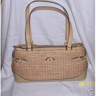 LEATHER TRIM DESIGNER HANDBAG by ETIENNE AIGNER