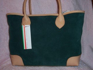 GENUINE SUEDE& LEATHER ITALIAN MADE DESIGNER HANDBAG BY CLAUDIA, RET. $200