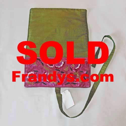 Embroidered Jewelry Roll Travel Case - Pink and Green