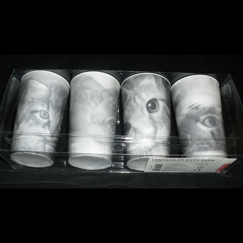 Lenticular Hologram Kitty Cat Cups Set of 4
