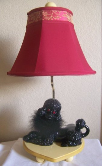 Ooh La La Paris French-Hand Crafted Retro Style Large Black Poodle Lamp w/Shade-Laylas Price:$79