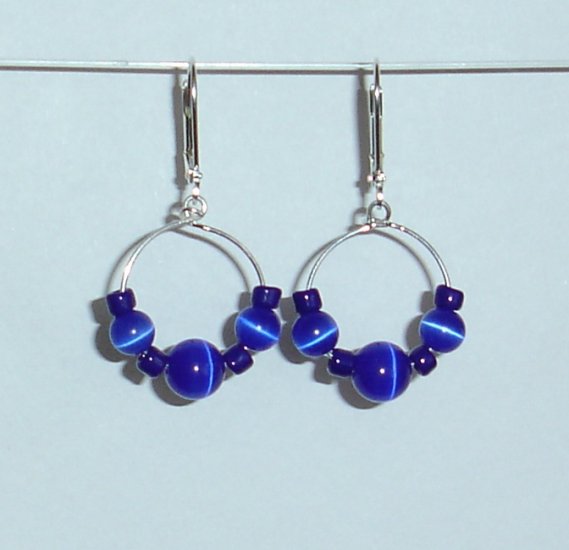 Blue Cats Eye Earrings