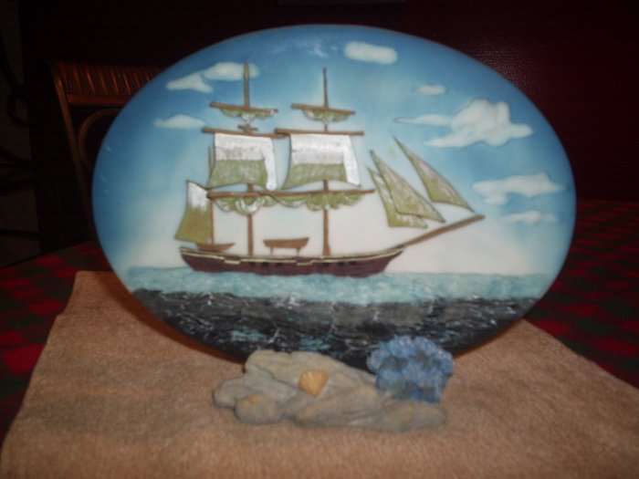 SAILBOAT PLAQUE WITH STAND