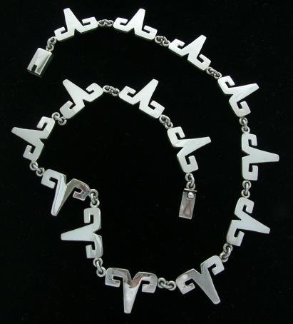 TAXCO STERLING SILVER AZTEC BORDERS NECKLACE