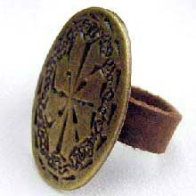 Handcrafted Leather & Brass Ring - INSPIRATION - Size 6