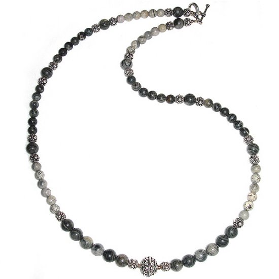 Silverlace Agate & Sterling Silver Necklace