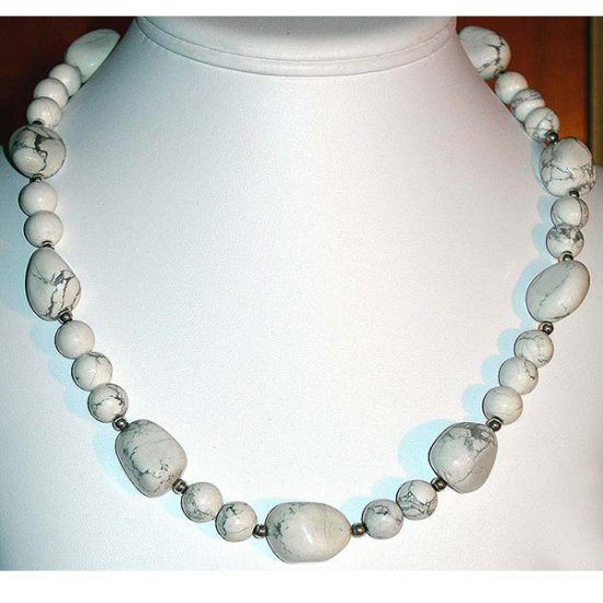 White Howlite & Sterling Silver Nugget Necklace
