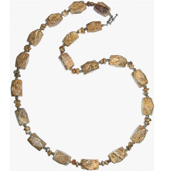 Picture Jasper Faceted Nugget & Chip Necklace