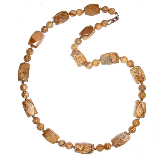 Large Nugget Picture Jasper & Sterling Silver Necklace