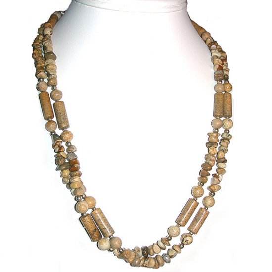 Picture Jasper Double Strand, Primitive Necklace