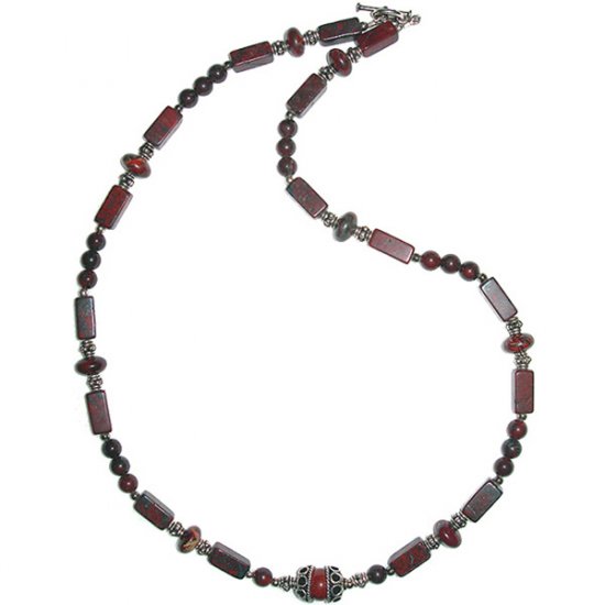 Transitional Designed, Brecciated Jasper & Sterling Silver Necklace