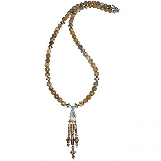Picture Jasper & Sterling Silver Pendant Necklace